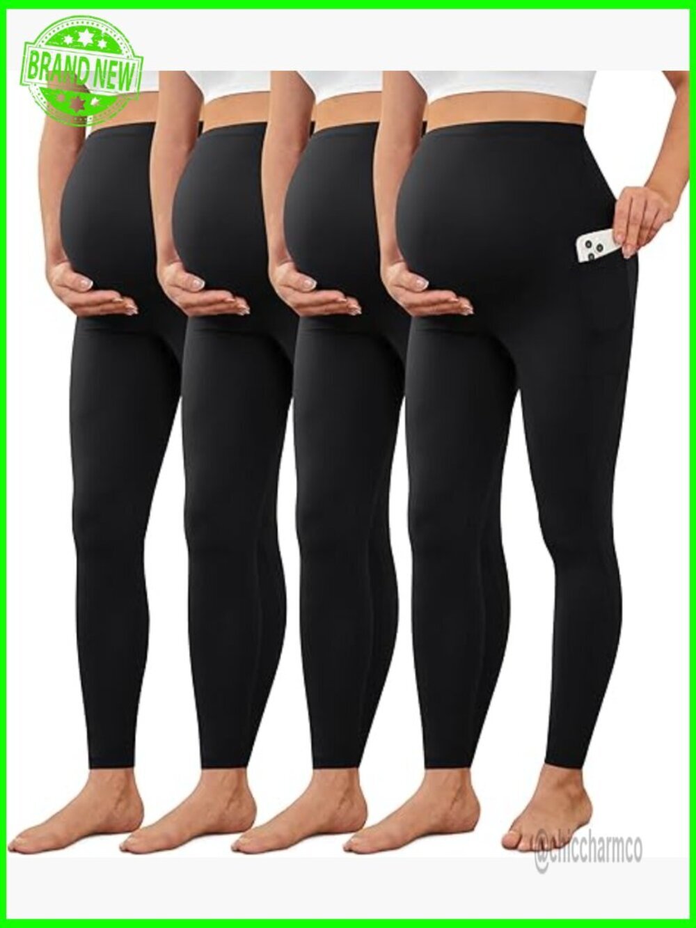 Maternity Leggings with Pockets Over Belly Buttery Soft Yoga Workout Pants